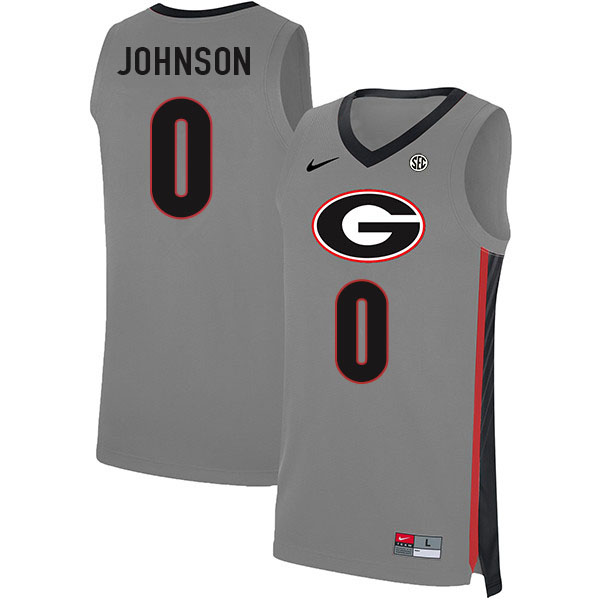 Men #0 K.D. Johnson Georgia Bulldogs College Basketball Jerseys Sale-Gray